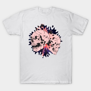 Virgo Zodiac Skulls Horror Pink Blue T-Shirt